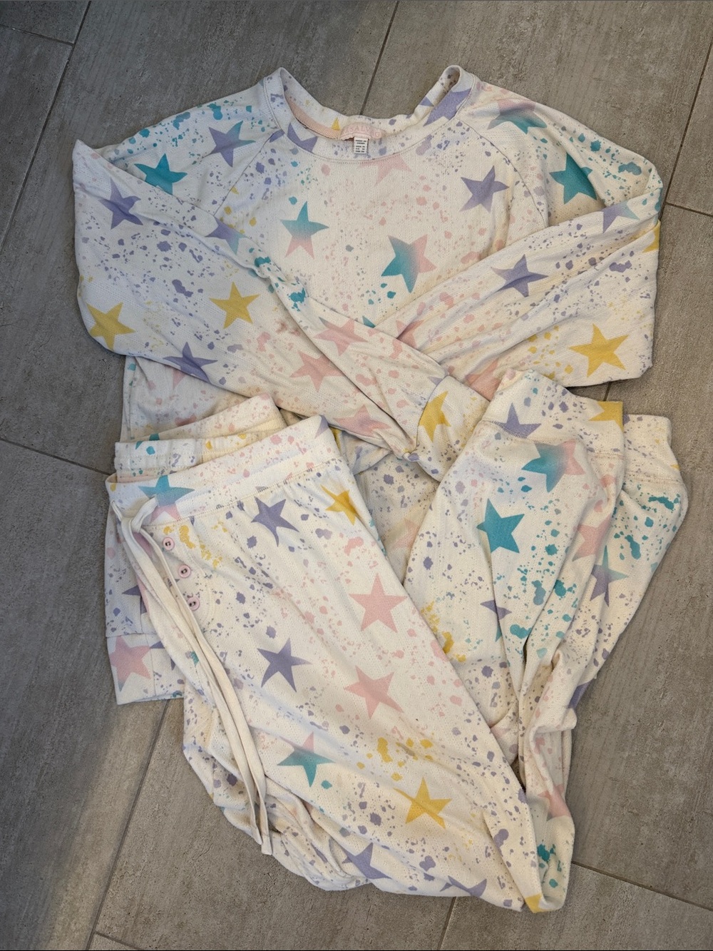 Womens PJ Salvage Kids Star Pajama Set - Pastels M